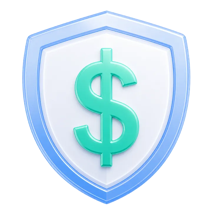 Shield icon with a money sign